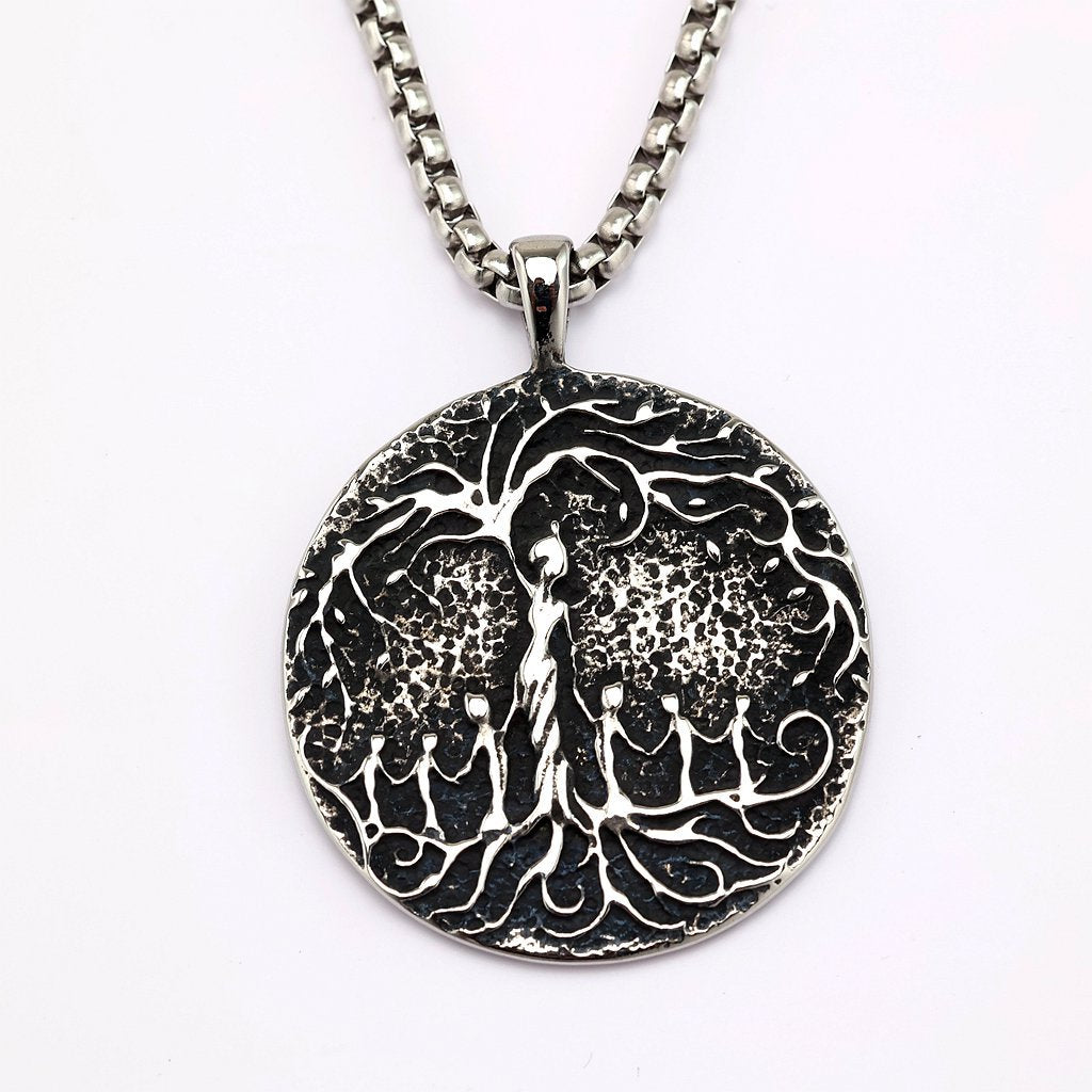 Vintage Tree of Life Stainless Steel Pendant Necklace
