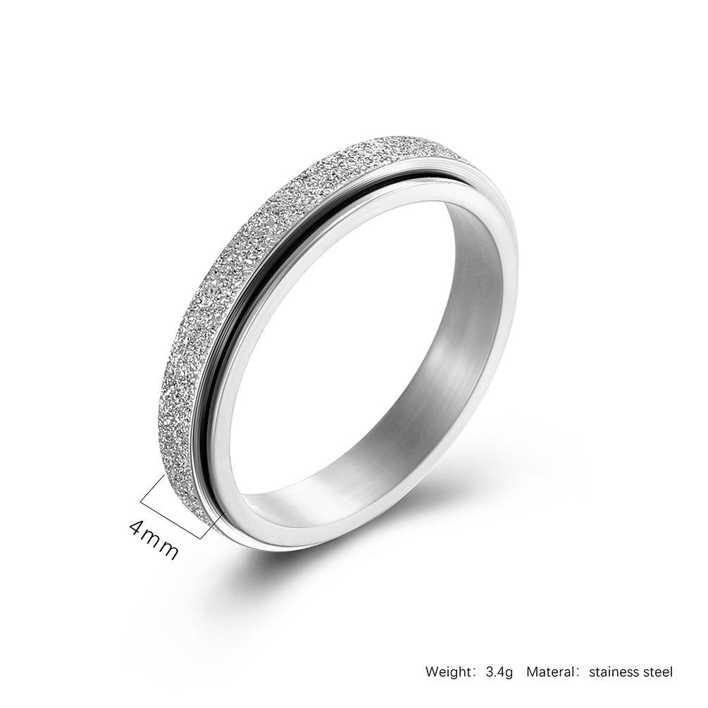 Planderful Unisex Pearl Sand Titanium Steel Rotating Ring For Men And Women Wedding Proposal Jewelry