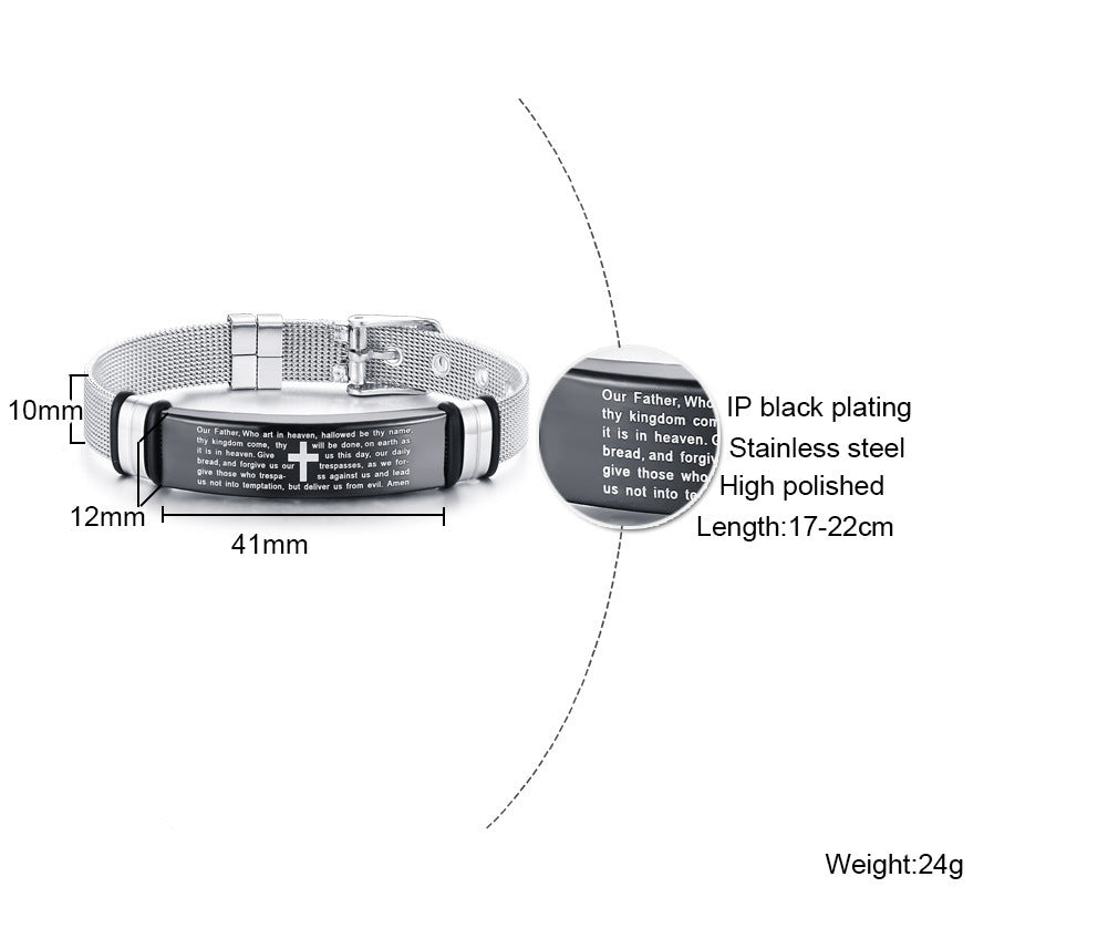 Stainless Steel Mesh Curved Brand Bracelet for Men