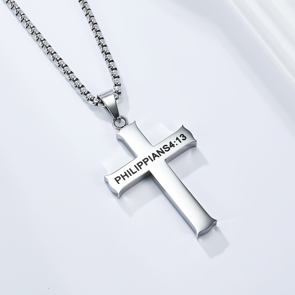 Planderful Stainless Steel Cross Necklace For Men And Women Unisex Durable Everyday Streetwear Pendant