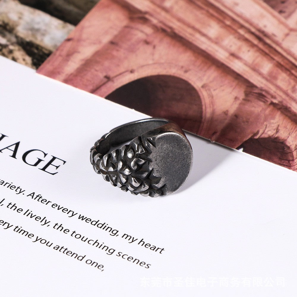 Gravel Titanium Steel Ring – & Antique Men's Stainless Steel Half Glossy Ring