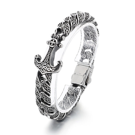 Planderful Men's Titanium Steel Cuban Chain Bracelet Bold