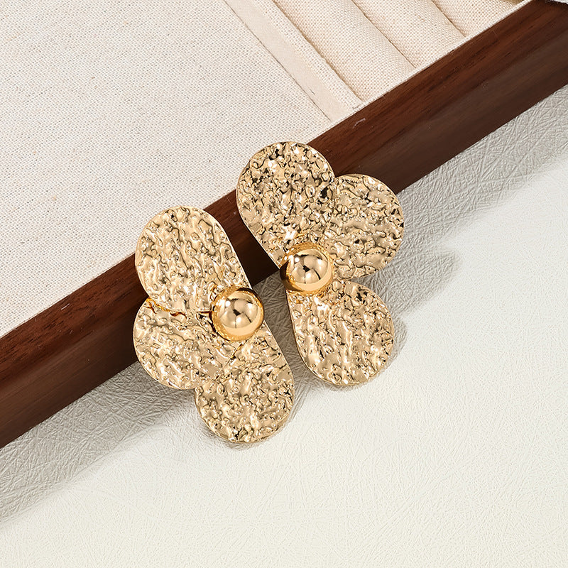 High-End Petal Shape Metal Stud Earrings - Vienna Verve Collection by Planderful