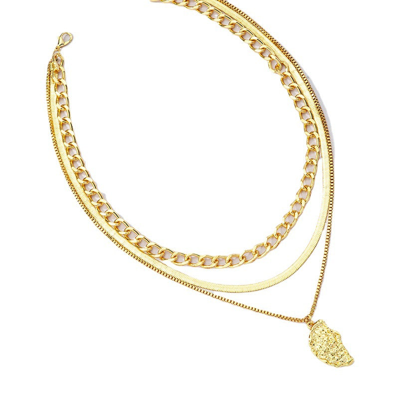 Fashionable 3-Layer Metal Necklace - Vienna Verve Collection