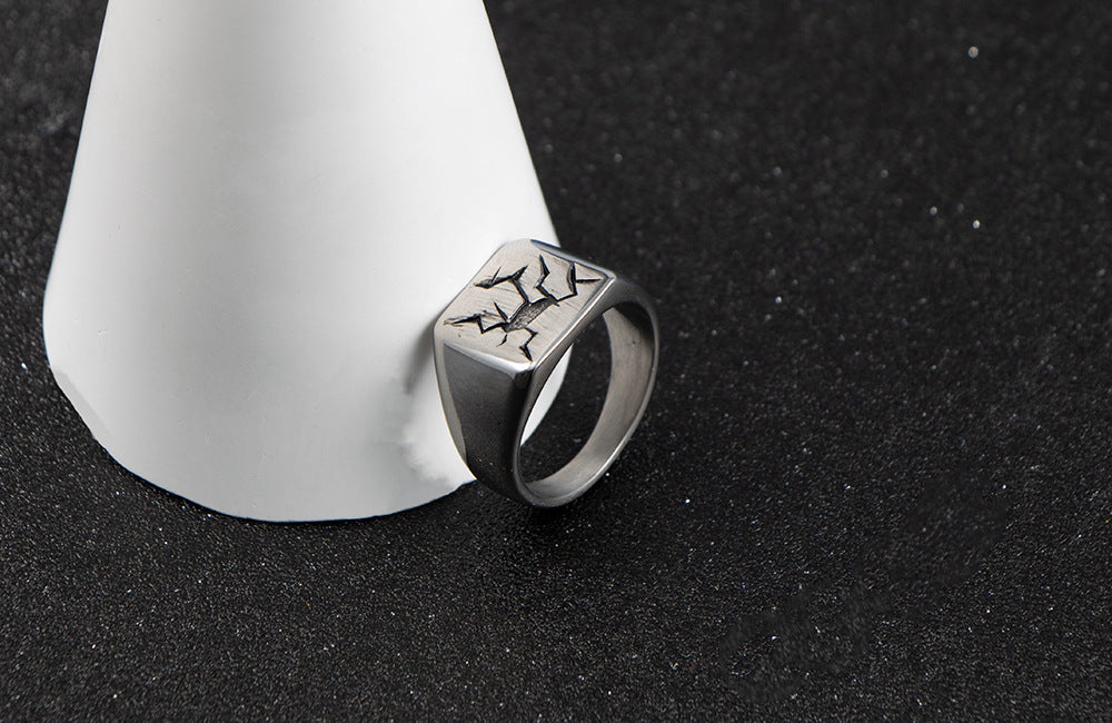 European American Spider Crack Titanium Ring For Men