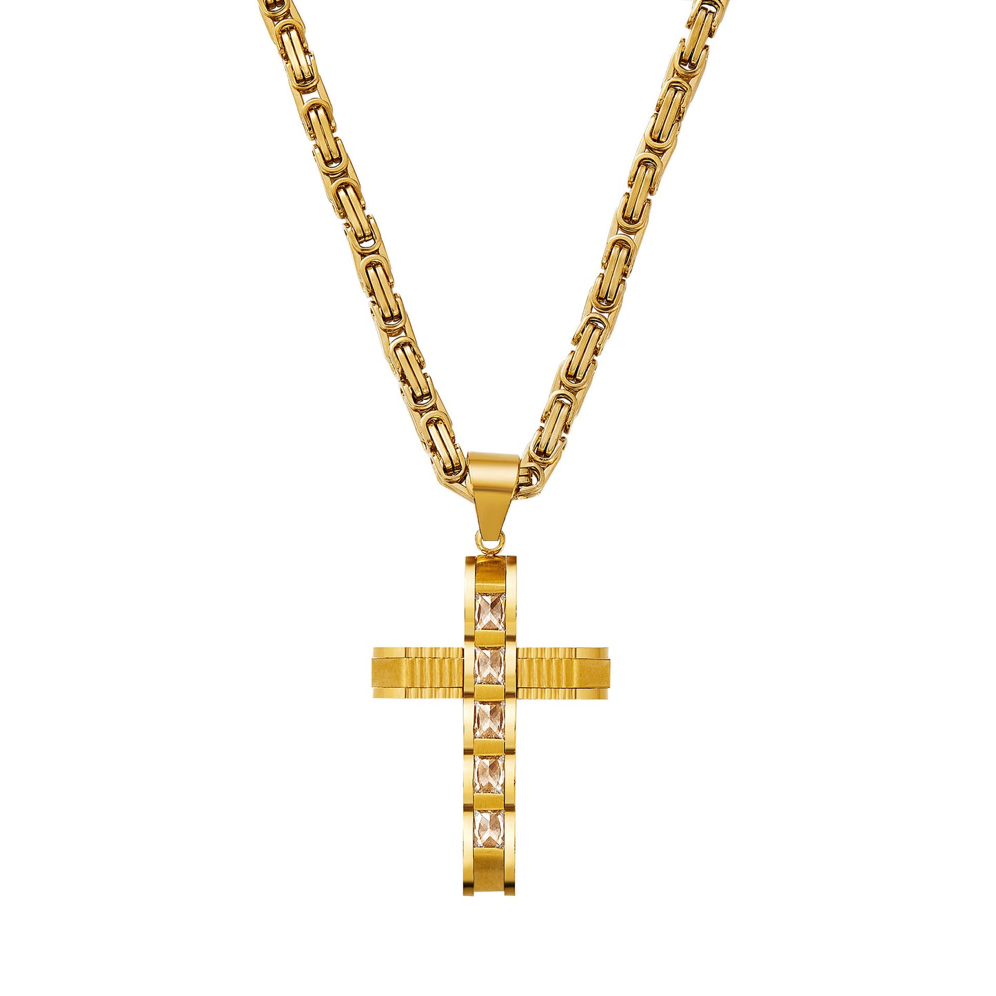 Planderful Everyday Genie Unisex Cross Pendant Necklace Durable Titanium Stainless Steel
