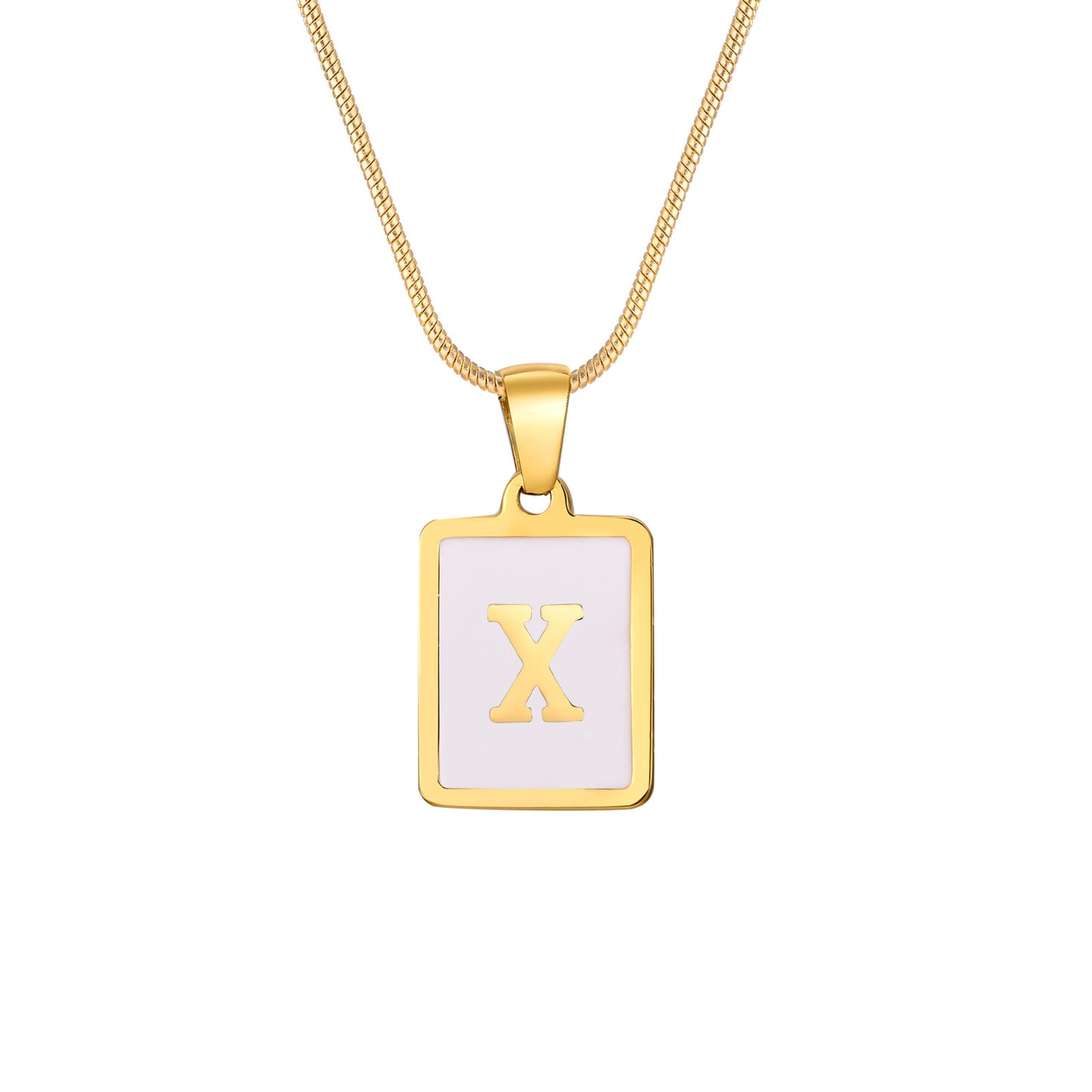 European And American Stainless Steel Gold Letter Pendant Necklace Women