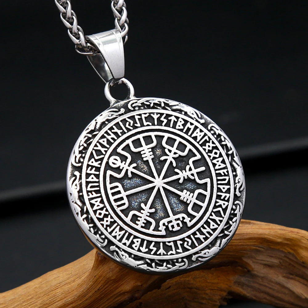 Viking Compass Stainless Steel Men's Pendant Necklace