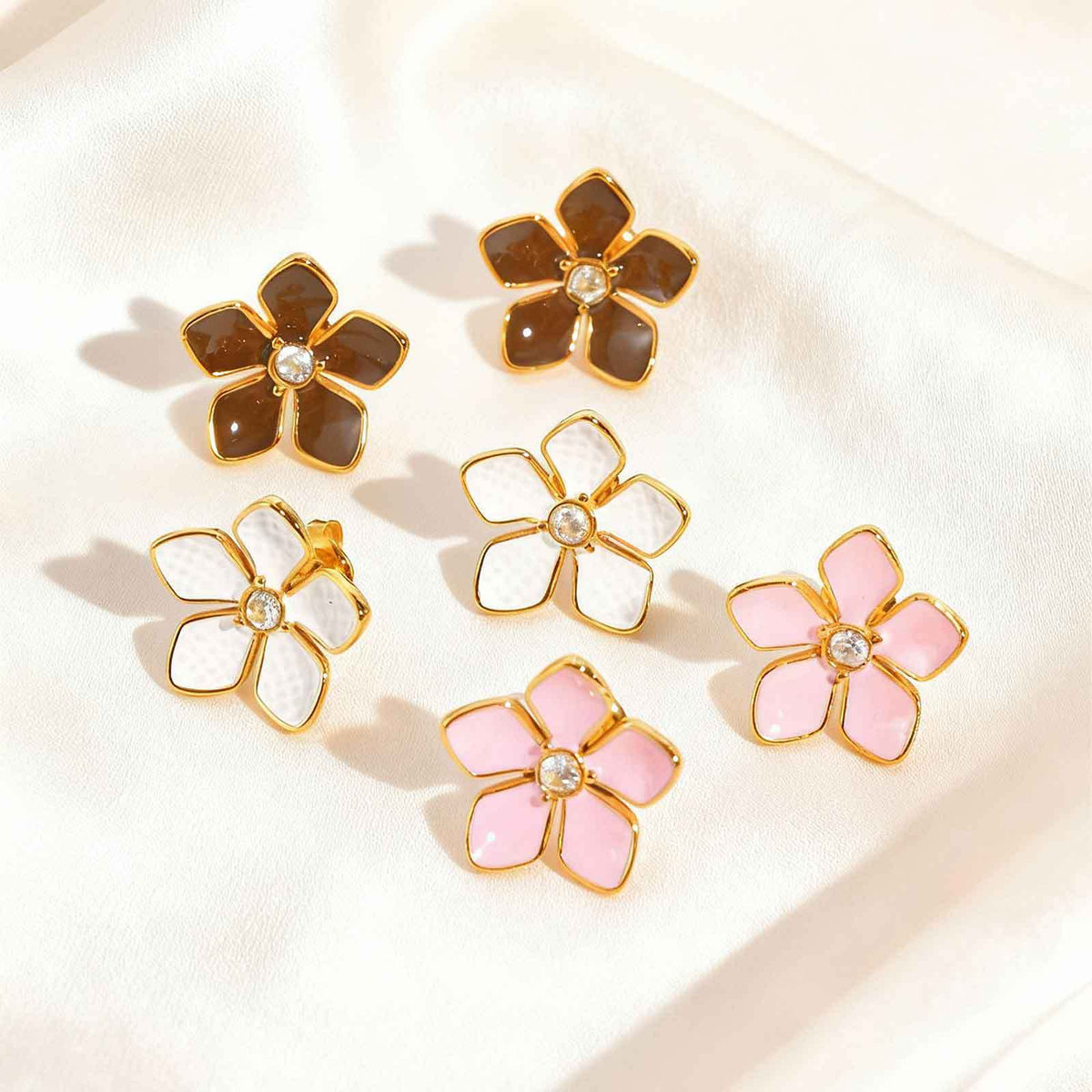 Stainless Steel Floral Earrings