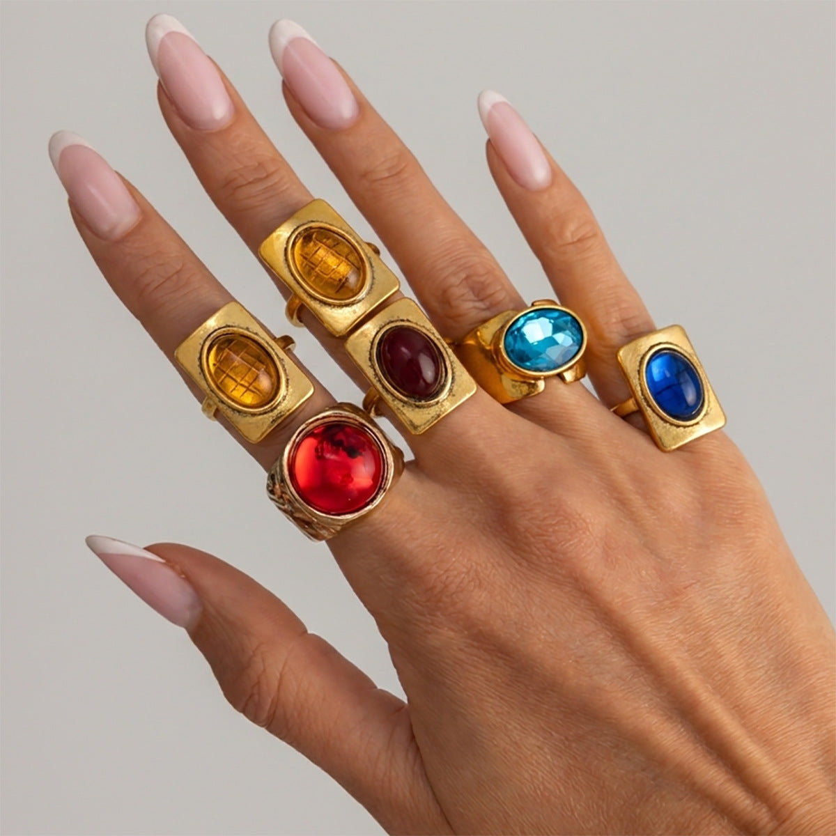 Planderful Vienna Verve Personalized Geometric Ring With Opening Colorful Faceted Zircon For Fashion Forward Women