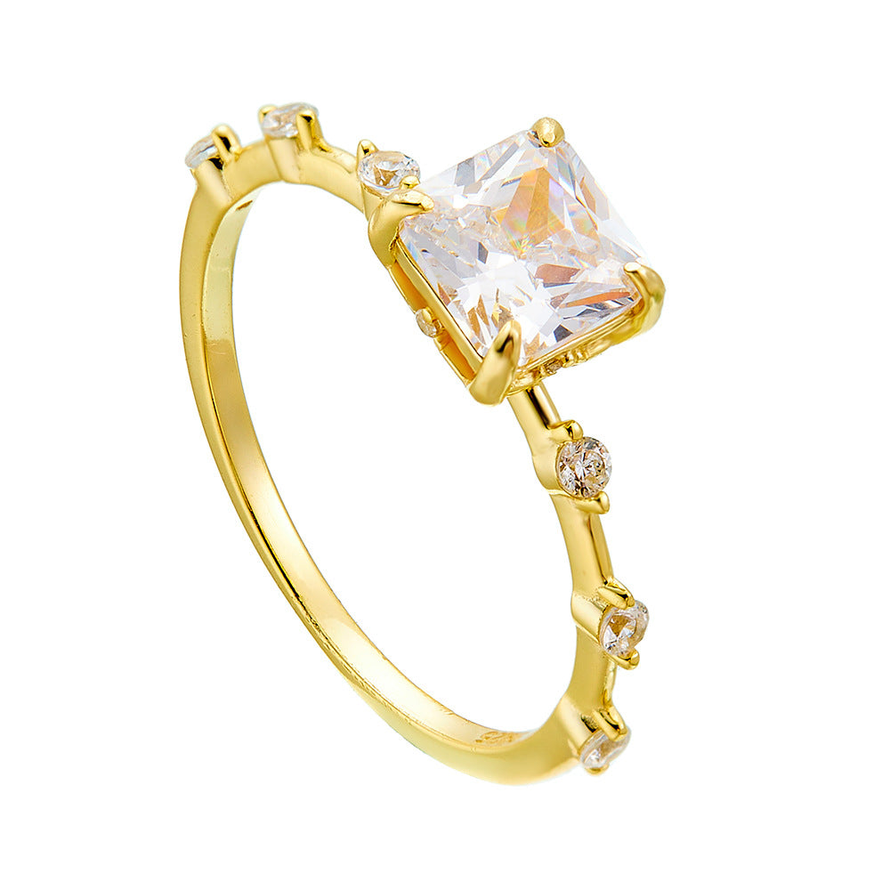 Zircon Ring S925 Sterling Silver Princess Square Jewelry For European And American Women Planderful Everyday Genie