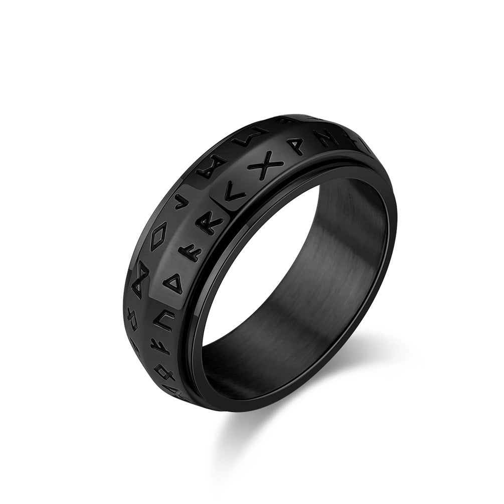 Nordic Viking Rotatable Titanium Steel Ring for Men