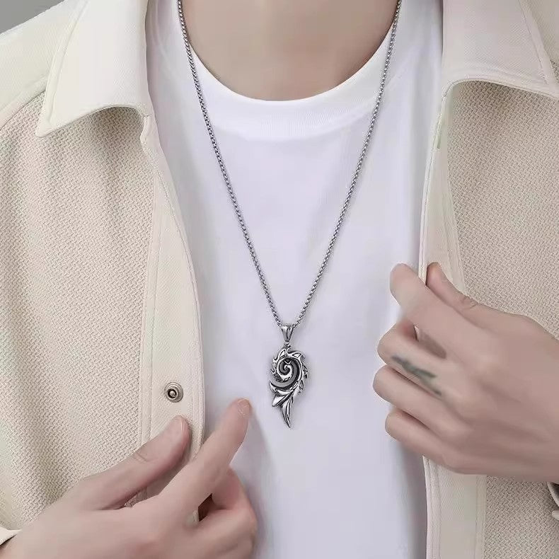 Planderful Jewelry Phoenix Flame Necklace Steel For Men