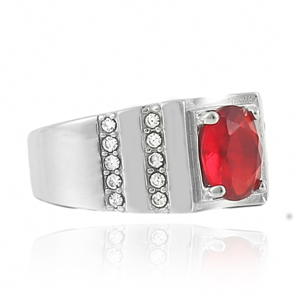 Trendy Personalized Multicolor Stone Titanium Steel Ring for Men and Women