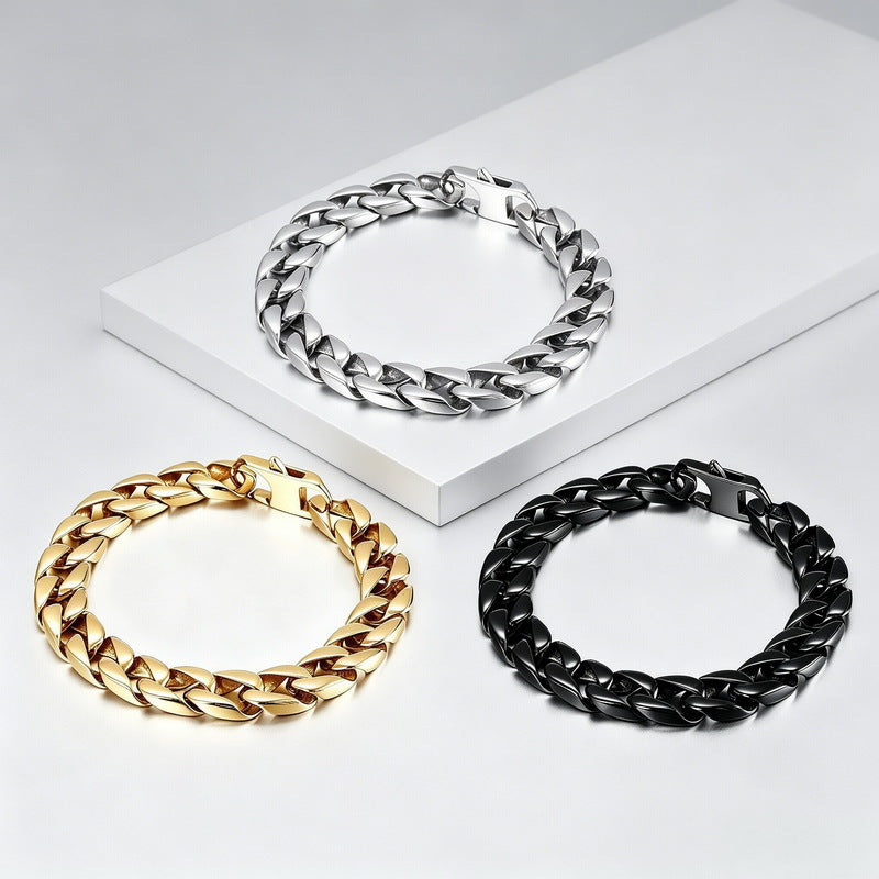 Bare Body 11mm Cuban Bracelet Casting Chain Stainless Steel Men's
