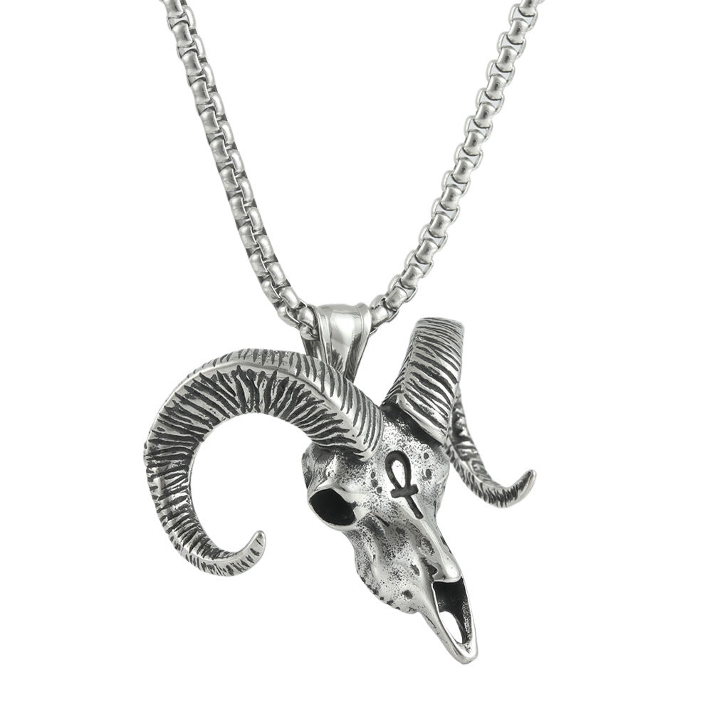 European And American Stainless Steel Sheep Head Pendant