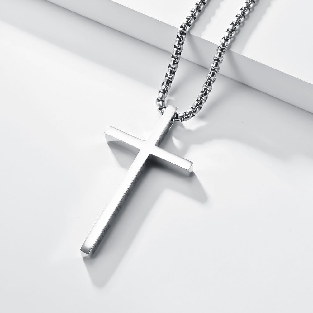Steel Necklace - Minimalist Unisex Cross Pendant