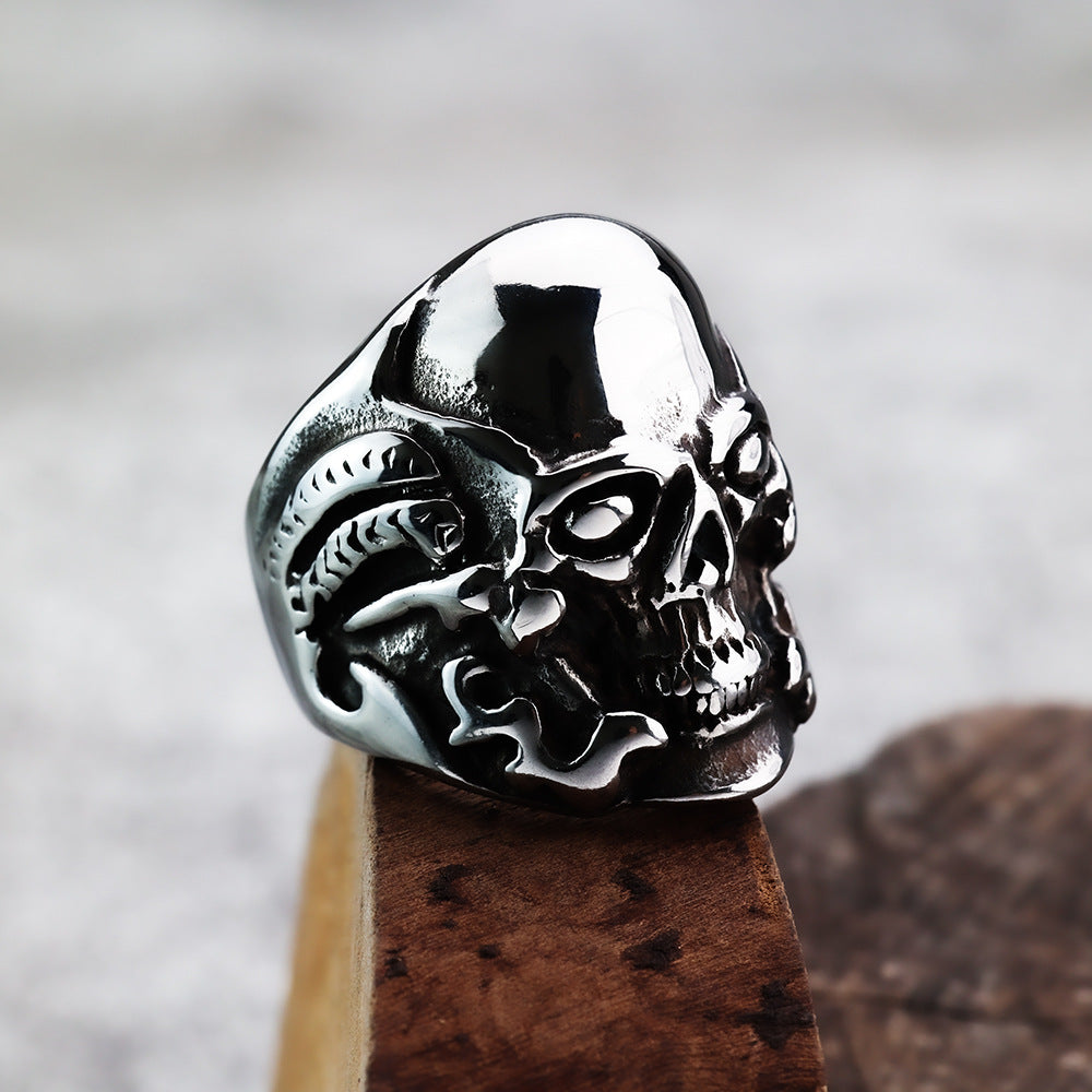 Planderful Skull Ring For Men Stainless Steel Oversized Bold