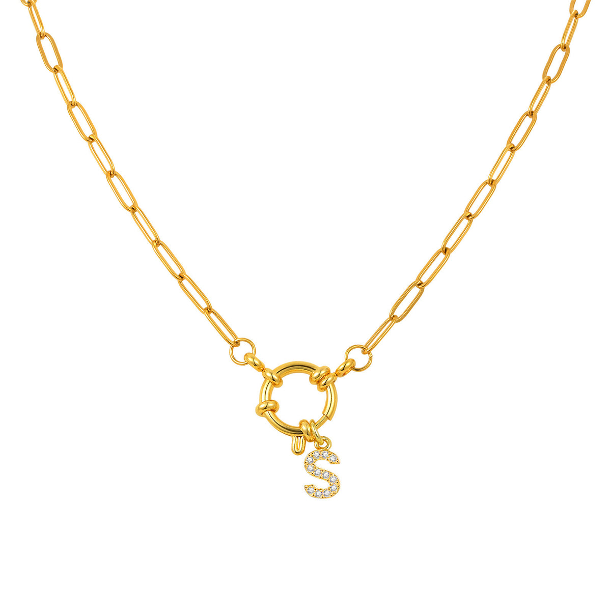 Name Letter Stainless Steel Small Square Chain Bubble Buckle Copper 26 Letter Necklace