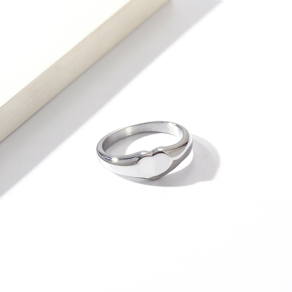 Cross-Border Simple Cold Wind Love Titanium Steel Ring for Women