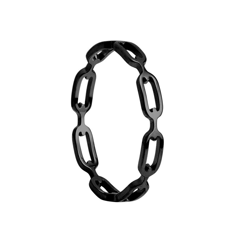European American Titanium Steel Hollow Chain Ring Set - Fashionable Couple Rings