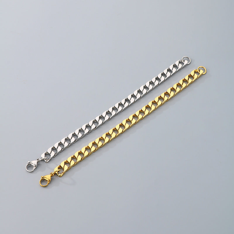 Hip-Hop Button Series – Woven Cuban Chain Dragon Head Buckle Titanium Bracelet
