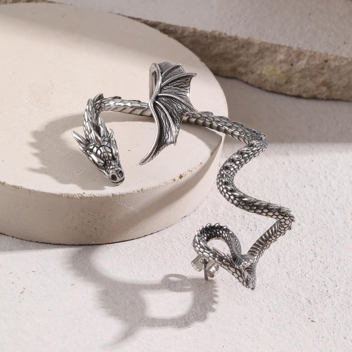 Dragon Stainless Steel Earring — Left Ear