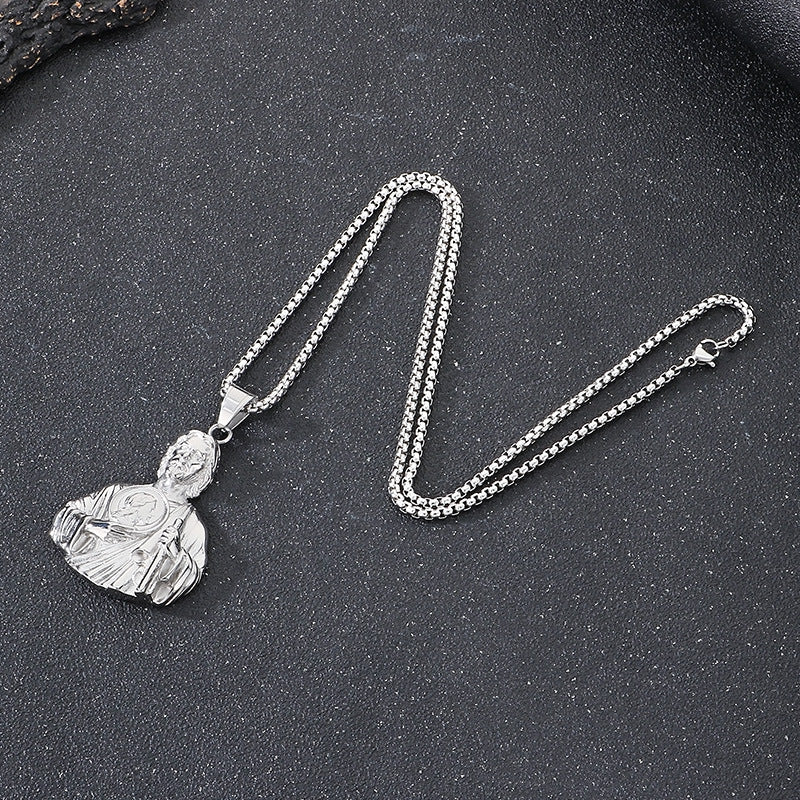 Planderful Retro Portrait Pendant St Jude Men Stainless