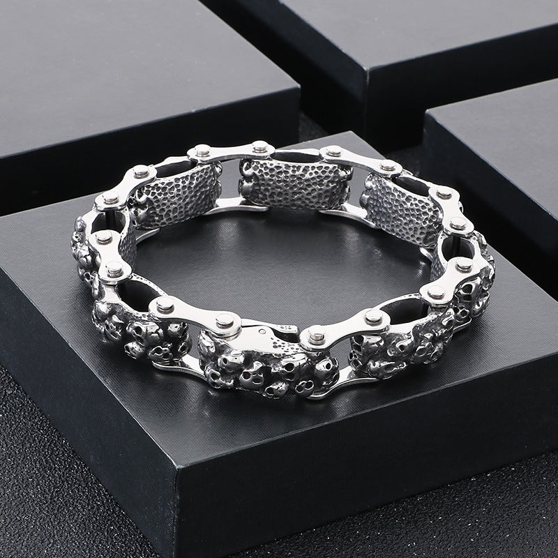 Planderful Men Punk Wolf Head Bracelet Titanium Steel