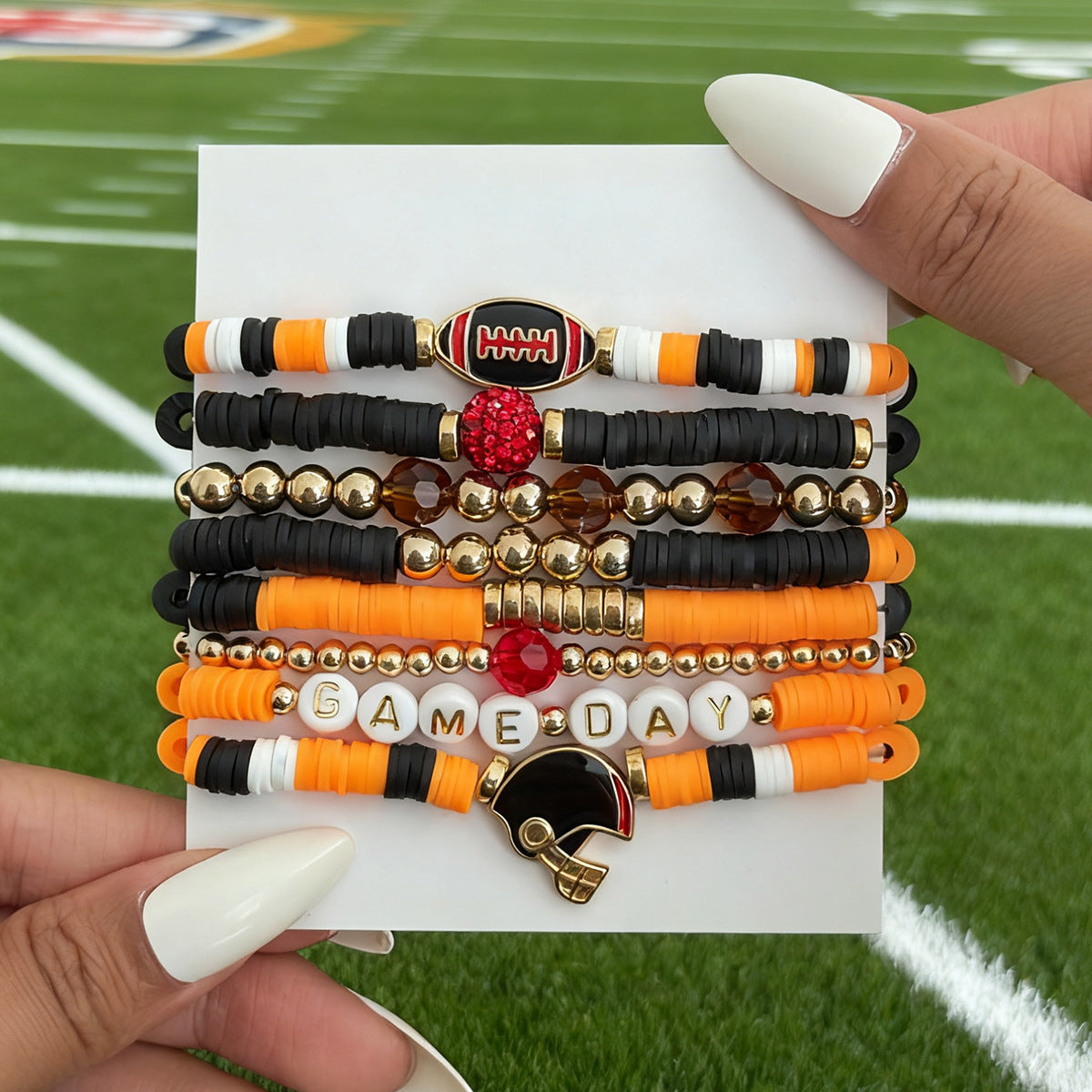 Planderful Football Bracelet Set Vienna Verve Game Day Jewelry For Women Bold Colorful Drip Statement