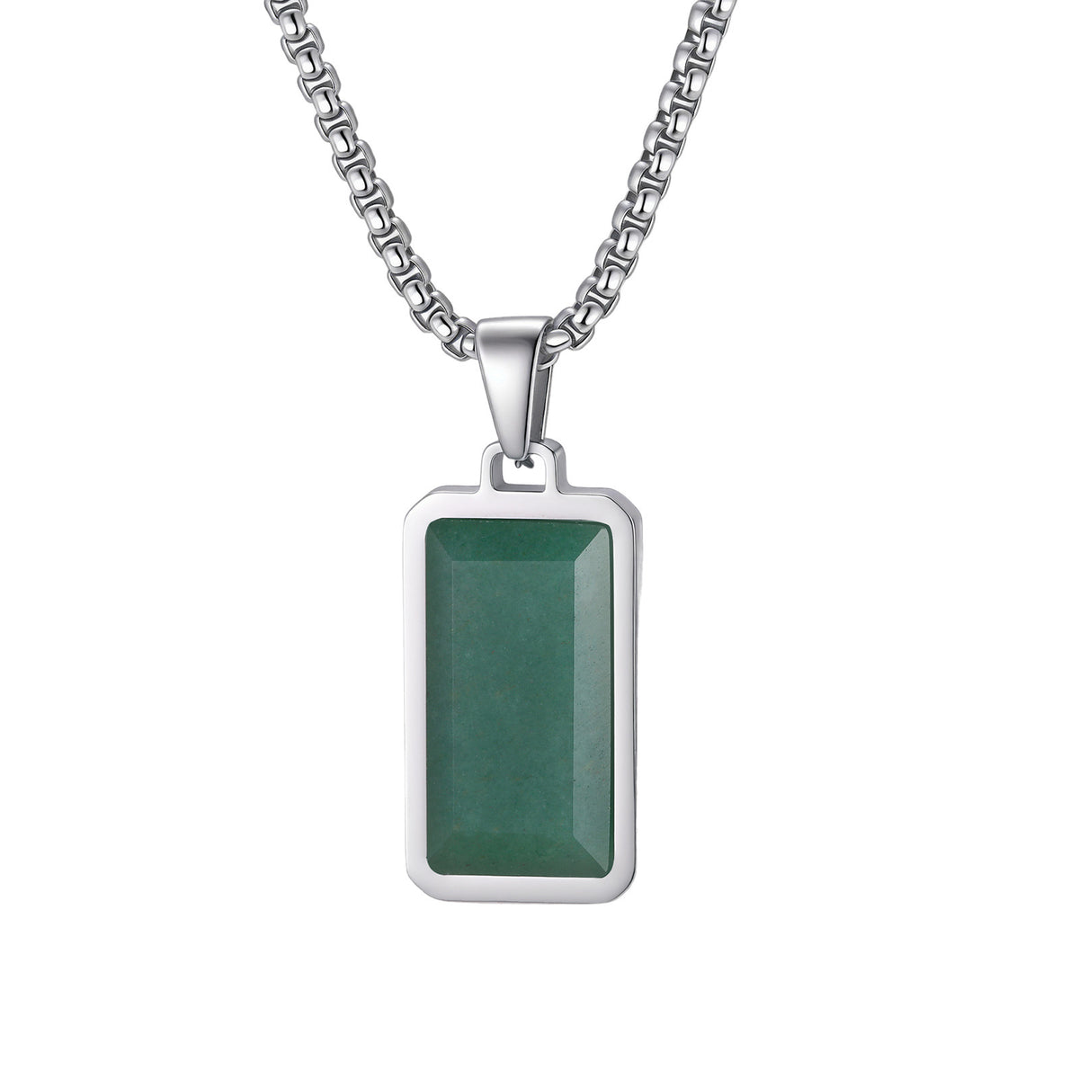 Green Aventurine Stainless Steel Pendant for Men