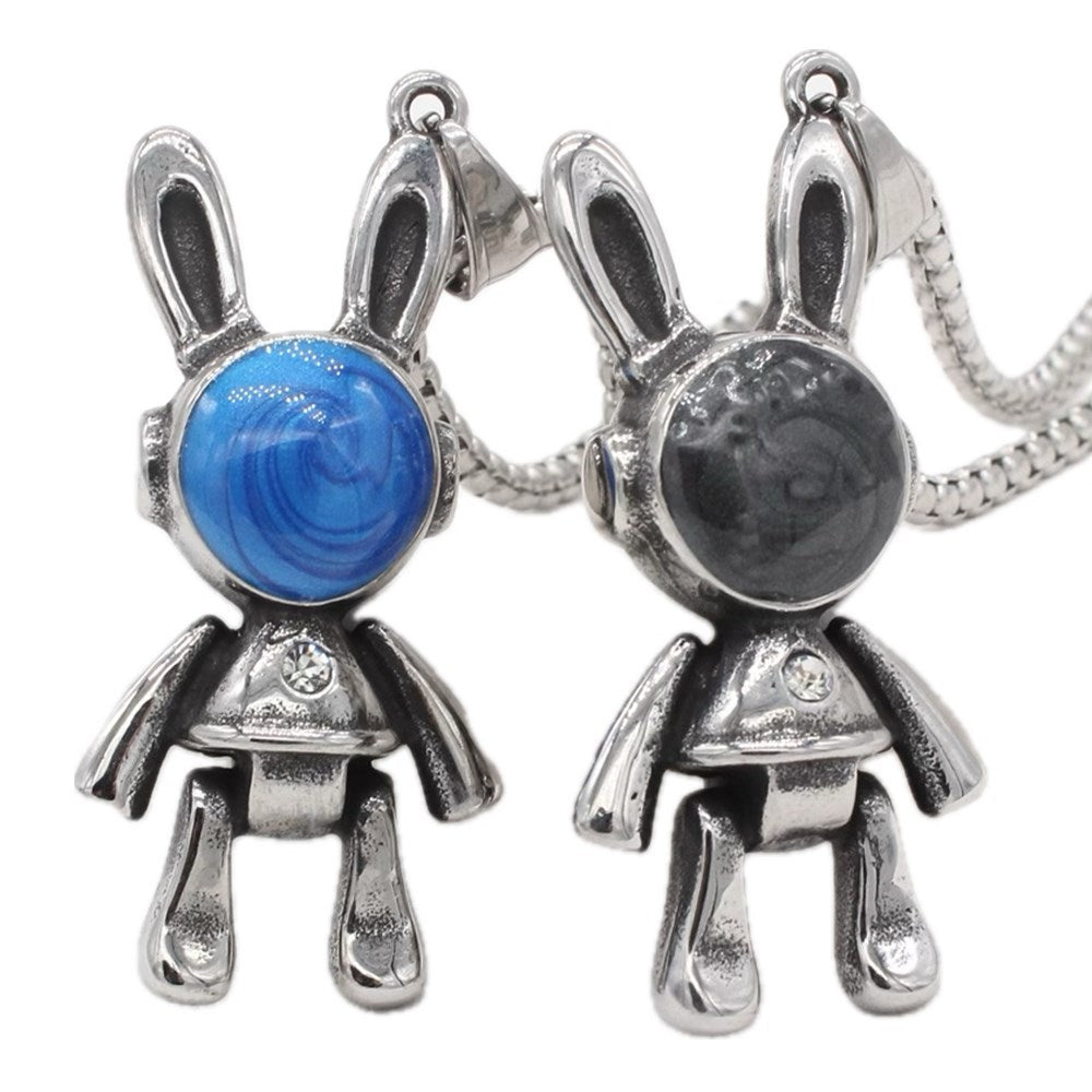 Planderful Everyday Genie – European and American Retro Rabbit Titanium Steel Pendant for Men