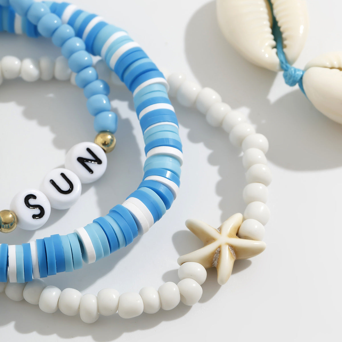 Planderful Vienna Verve Starfish Beaded Bracelet For Women Oceanic Wind Shell Rice Beads Jewelry Set