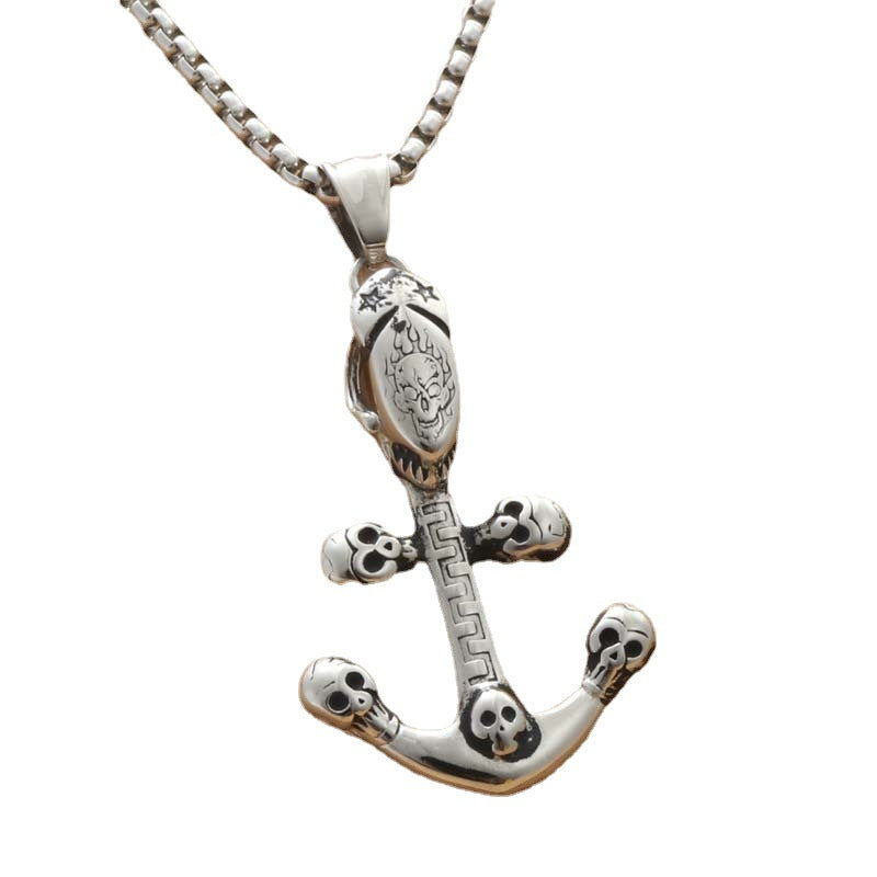 Personalized Titanium Steel Sail Anchor Pendant Necklace for Men - Trendy Punk Style