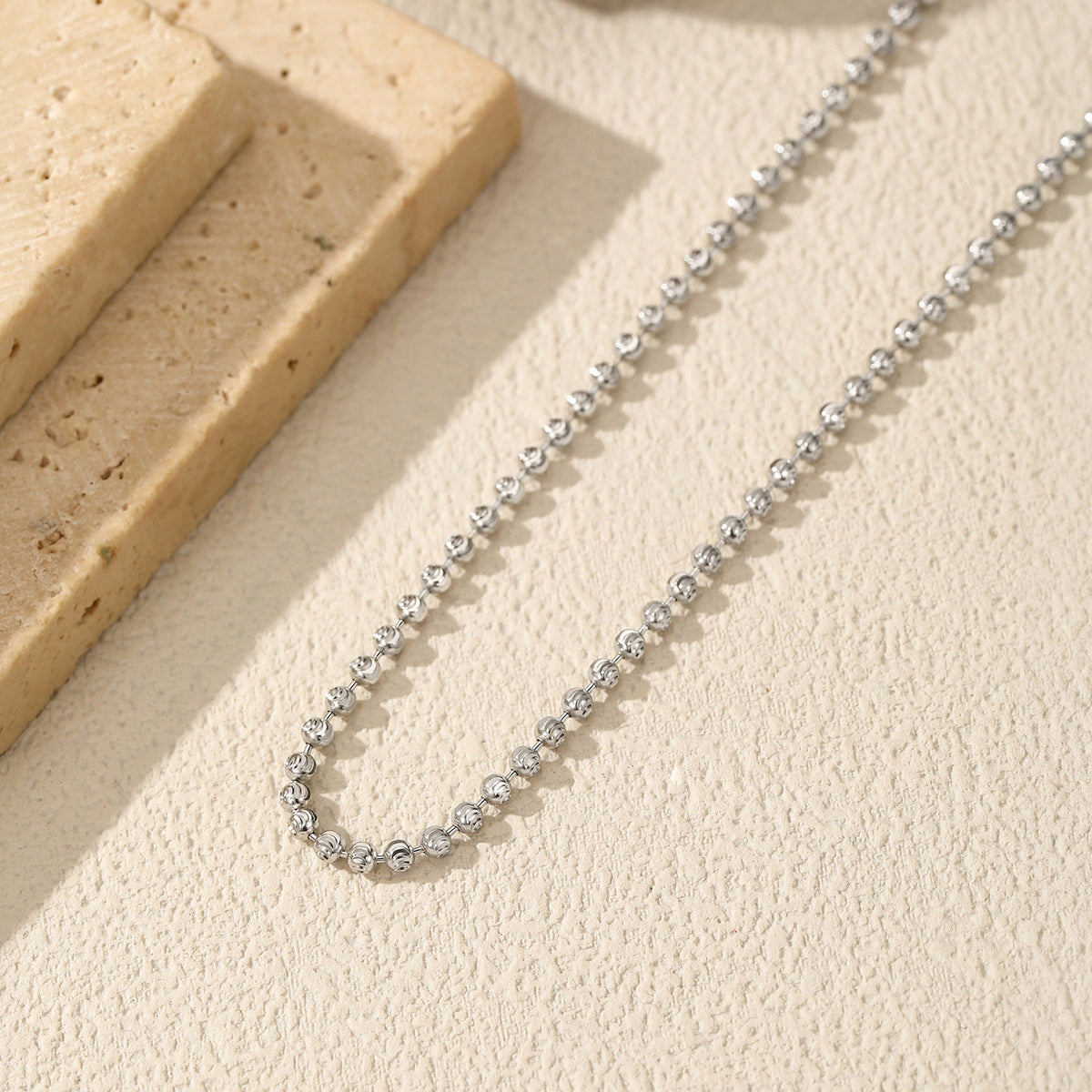 925 Sterling Silver Moon Beaded Necklace