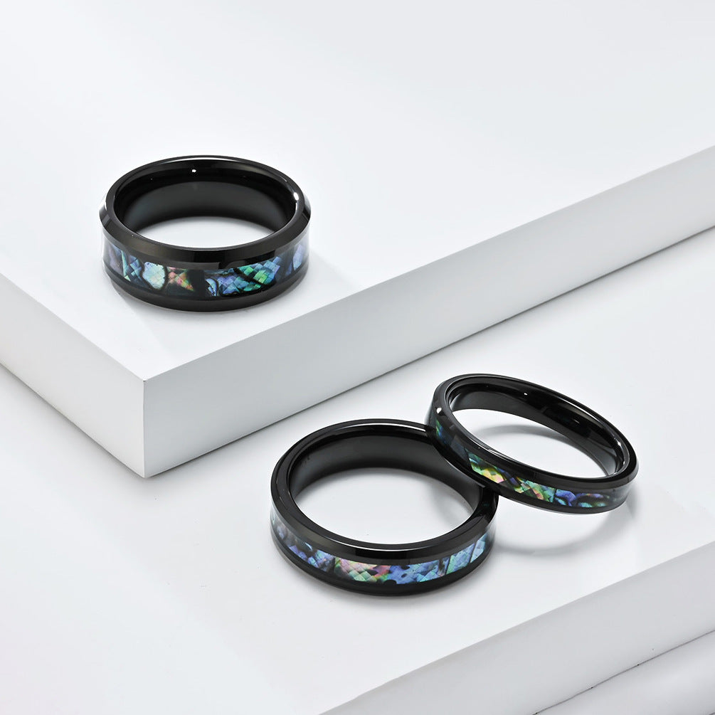 Planderful Tungsten Ring Inlaid Abalone Shell For Men And Women Premium High End Couple Jewelry