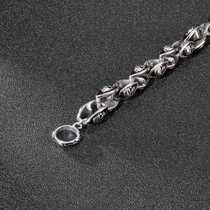 Rock Hip-Hop Style Stainless Steel – Double-Layer Skull Men's Bracelet