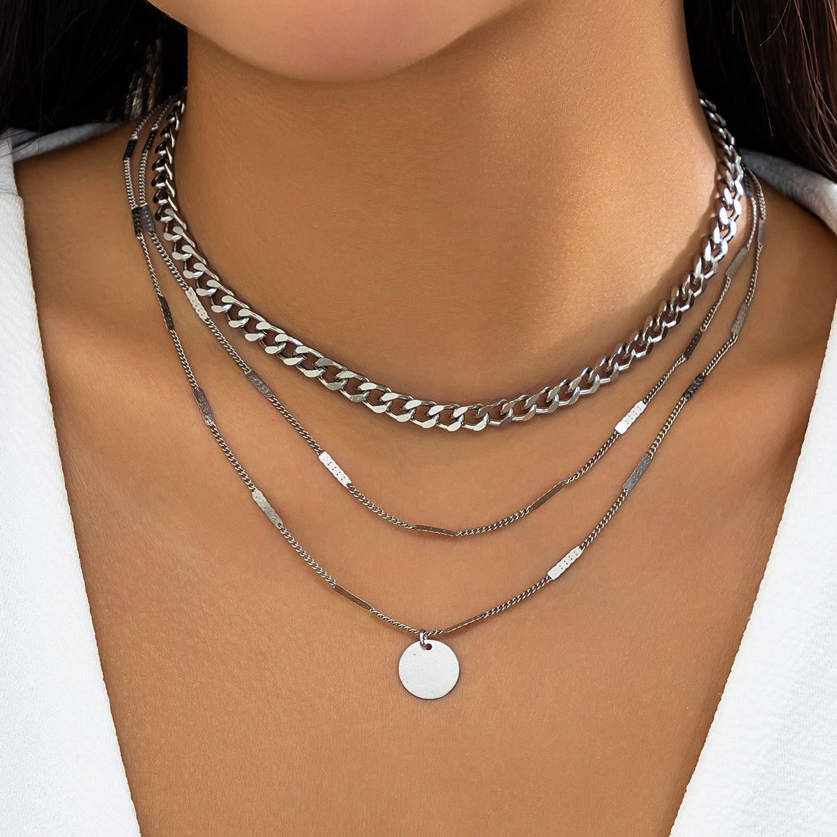 European and American Multi-layer Necklace Set with Geometric Pearl Pieces in Vienna Verve Collection