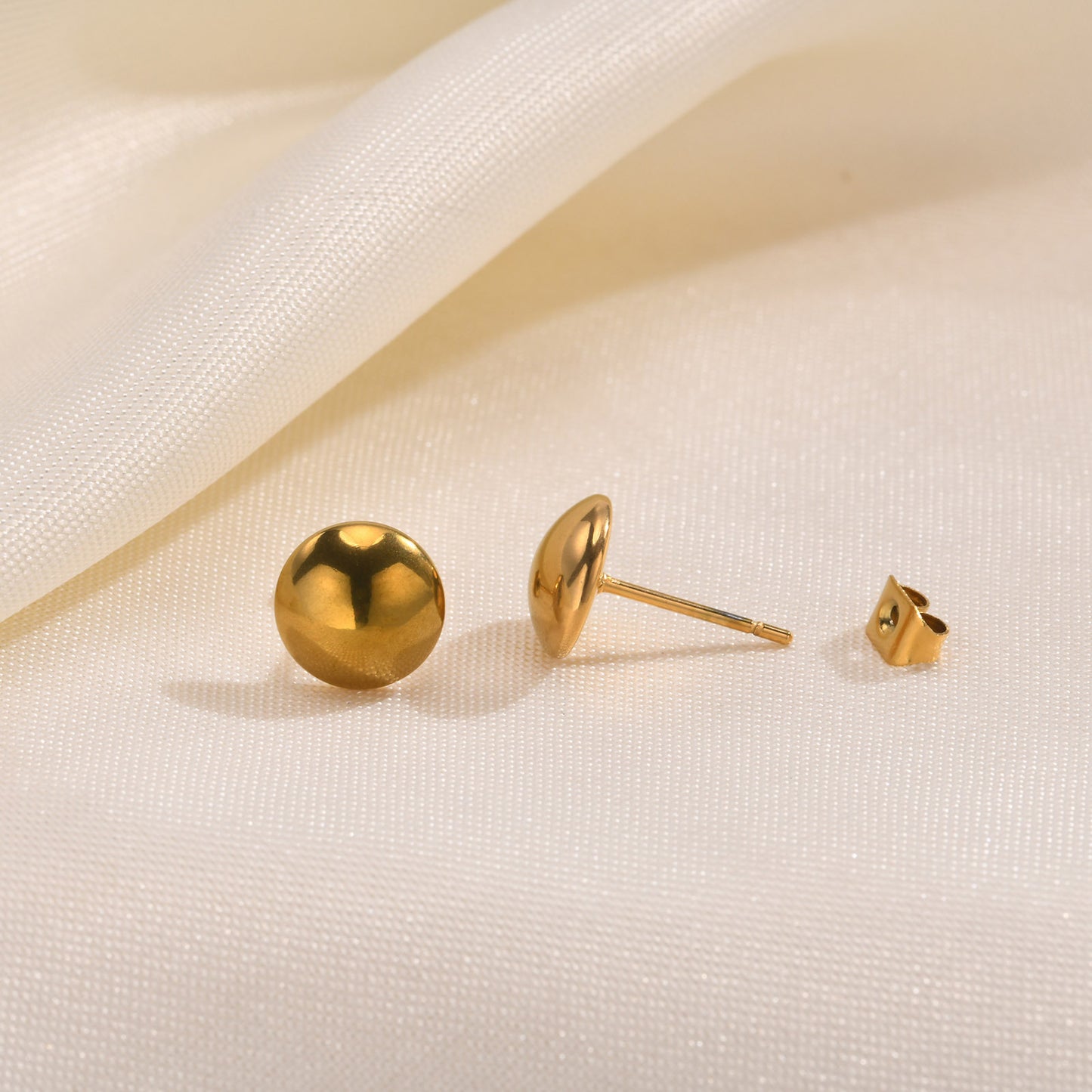European And American Accessories Female Geometric Round Stud Earrings Golden Simplicity