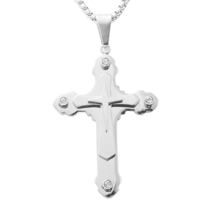 Personalized Retro Titanium Steel Cross Pendant Necklace for Trendy Men