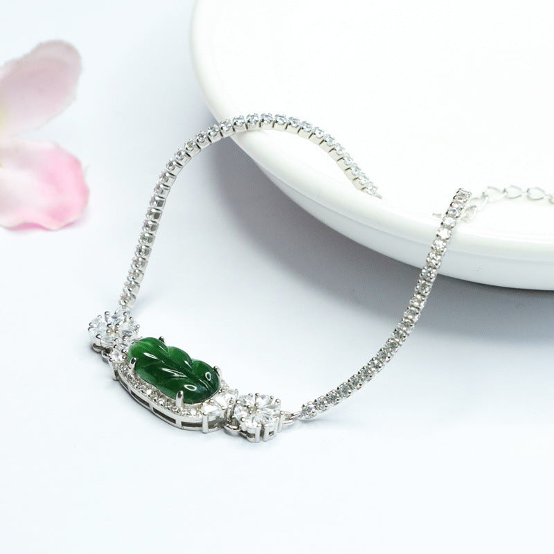 Green Jadeite Leaf Bracelet