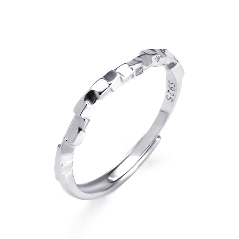 Irregular Small Cube Opening Sterling Silver Ring
