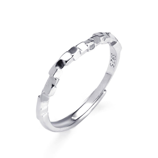 Irregular Small Cube Opening Sterling Silver Ring