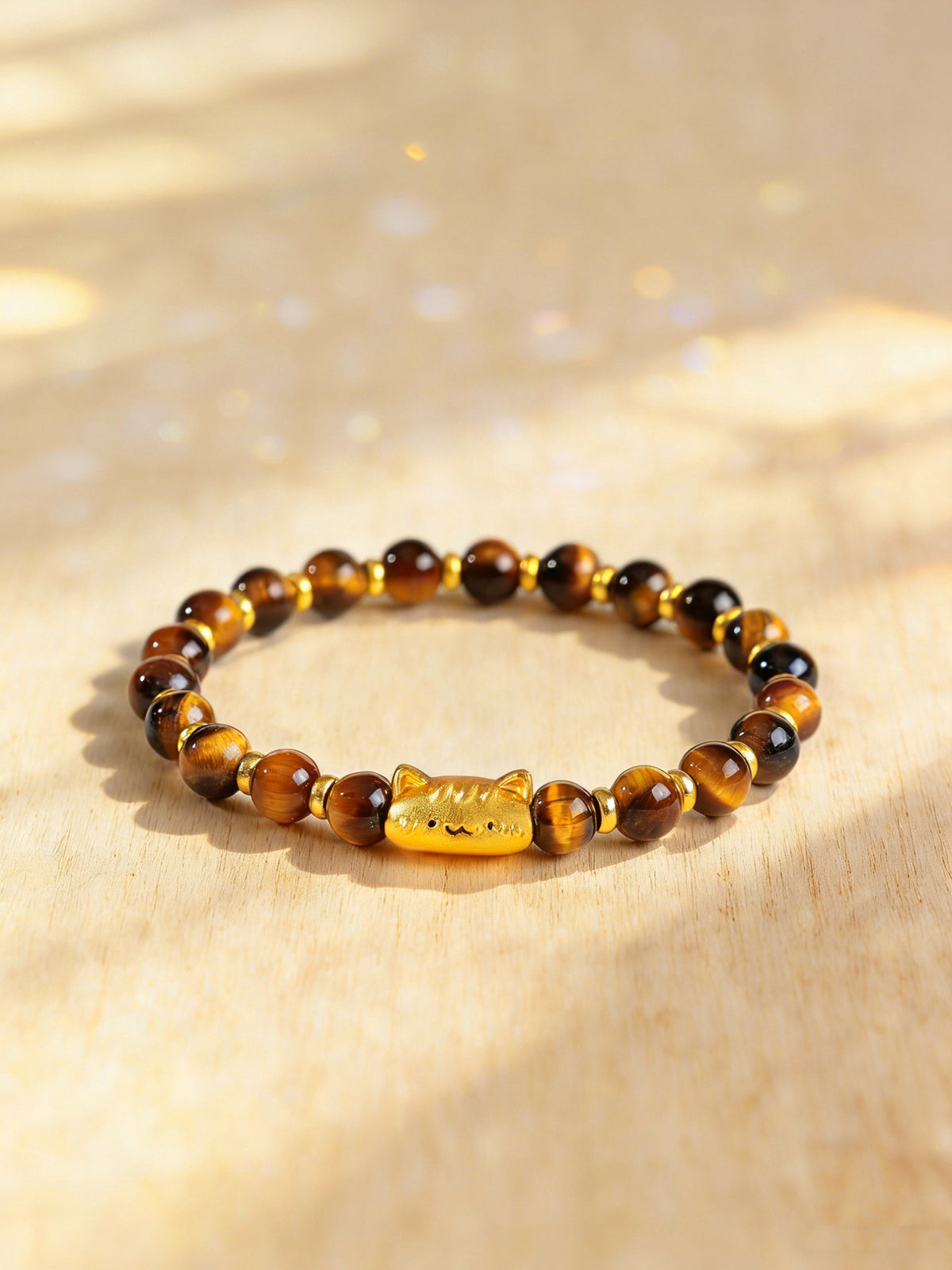 Golden Tiger Eye Cat Charm Citrine Bracelet