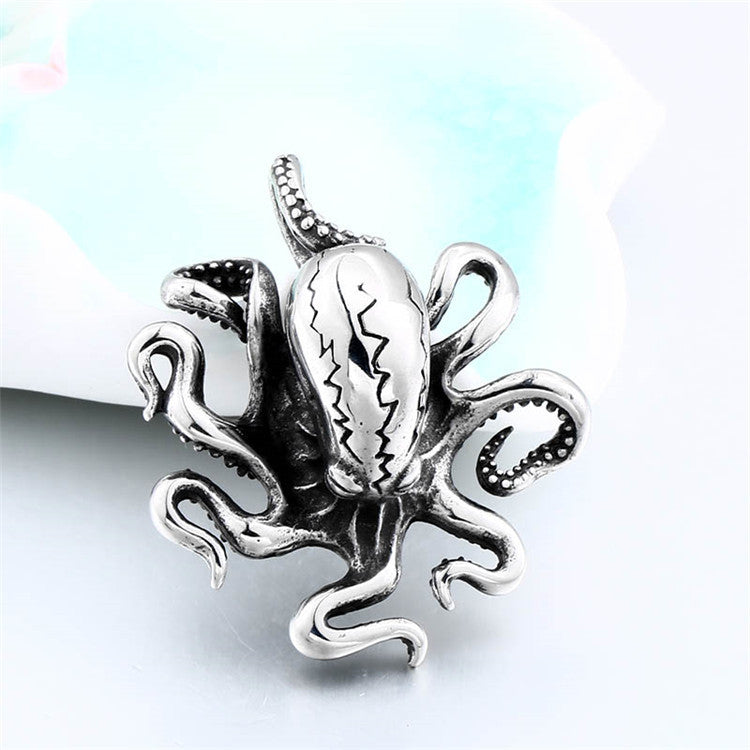 Ocean-Inspired Titanium Steel Men's Pendant Collection - Octopus, Crab Claws, and Squid Designs