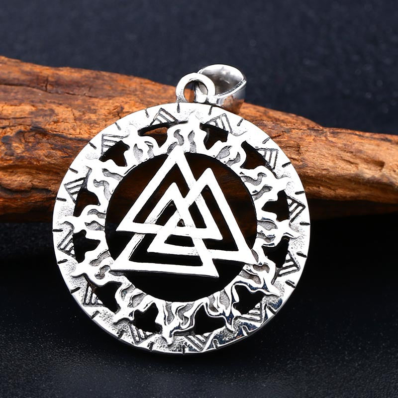 Mythical Odin Rune Pendant - Stainless Steel Viking Jewelry for Men