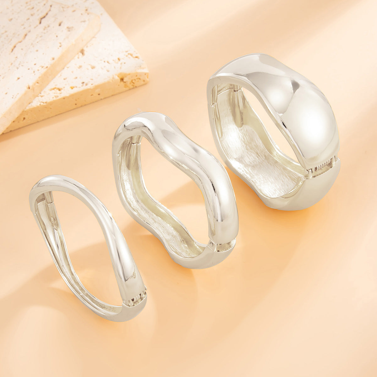 Planderful Collection Vienna Verve Irregular Wavy Bracelet For Women Bold Statement Glossy Finish