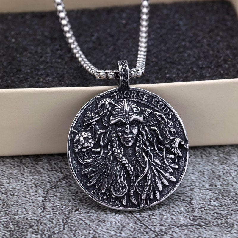 Viking Pendant Retro Stainless Steel Unisex Double Sided Norse Totem Necklace Planderful Norse Legacy