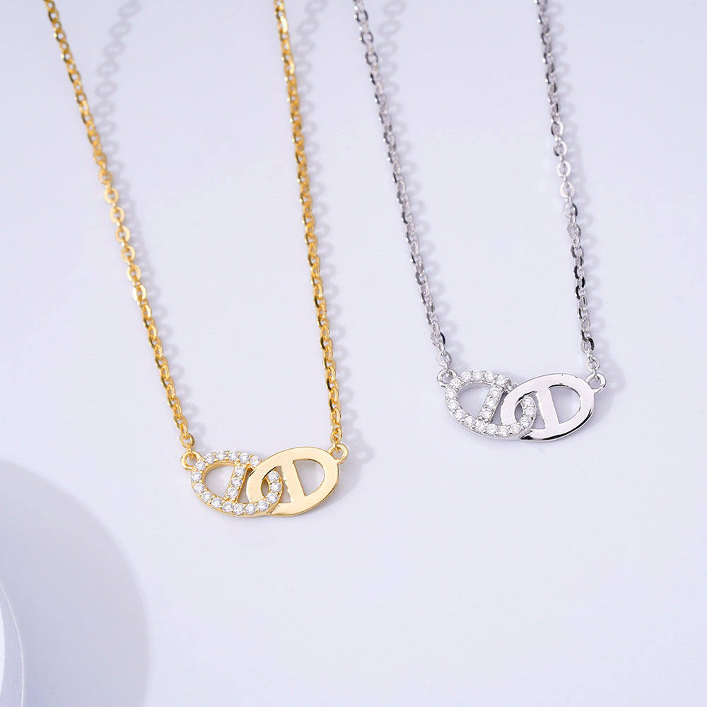 Light Luxury Cold Wind Pig Nose Silver Necklace Women 925