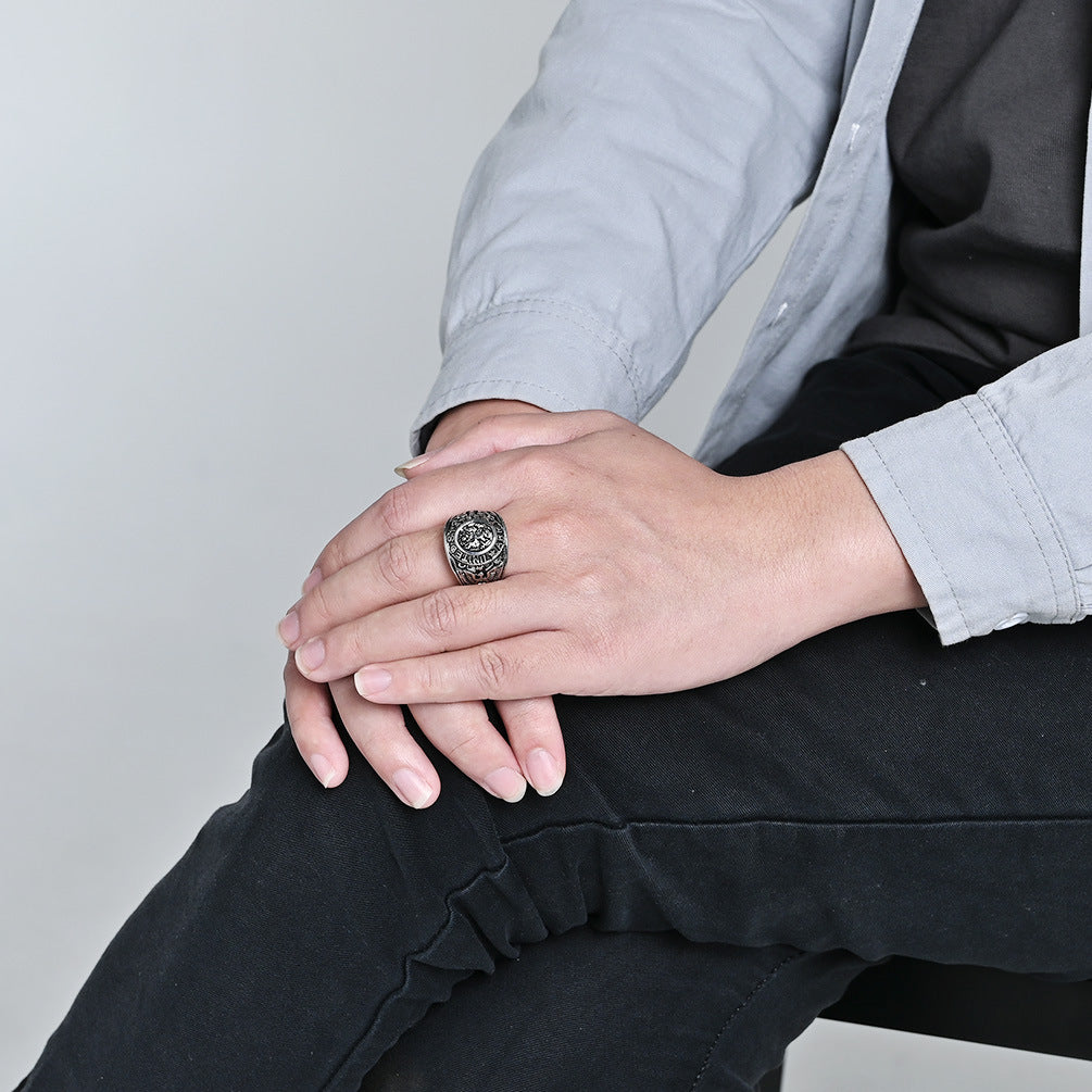 European American Retro Bald Eagle Titanium Steel Ring
